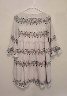 Violet Weekend Loose Fitting White Floral Dress